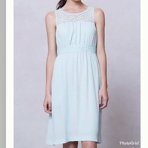 NWT - Anthropologie HD in Paris Sky Blue Lace-Yoke Dress - Picture 1 of 5